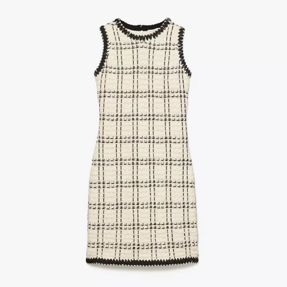 NWT Tory Burch Tweed Dress Retail $598 Cream and Black